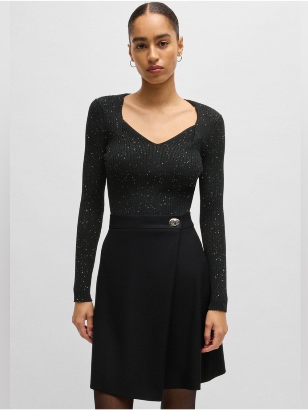 NWT HUGO BOSS RIBBED SWEATER WITH SEQUIN EMBELLISHMENTS SZ XL